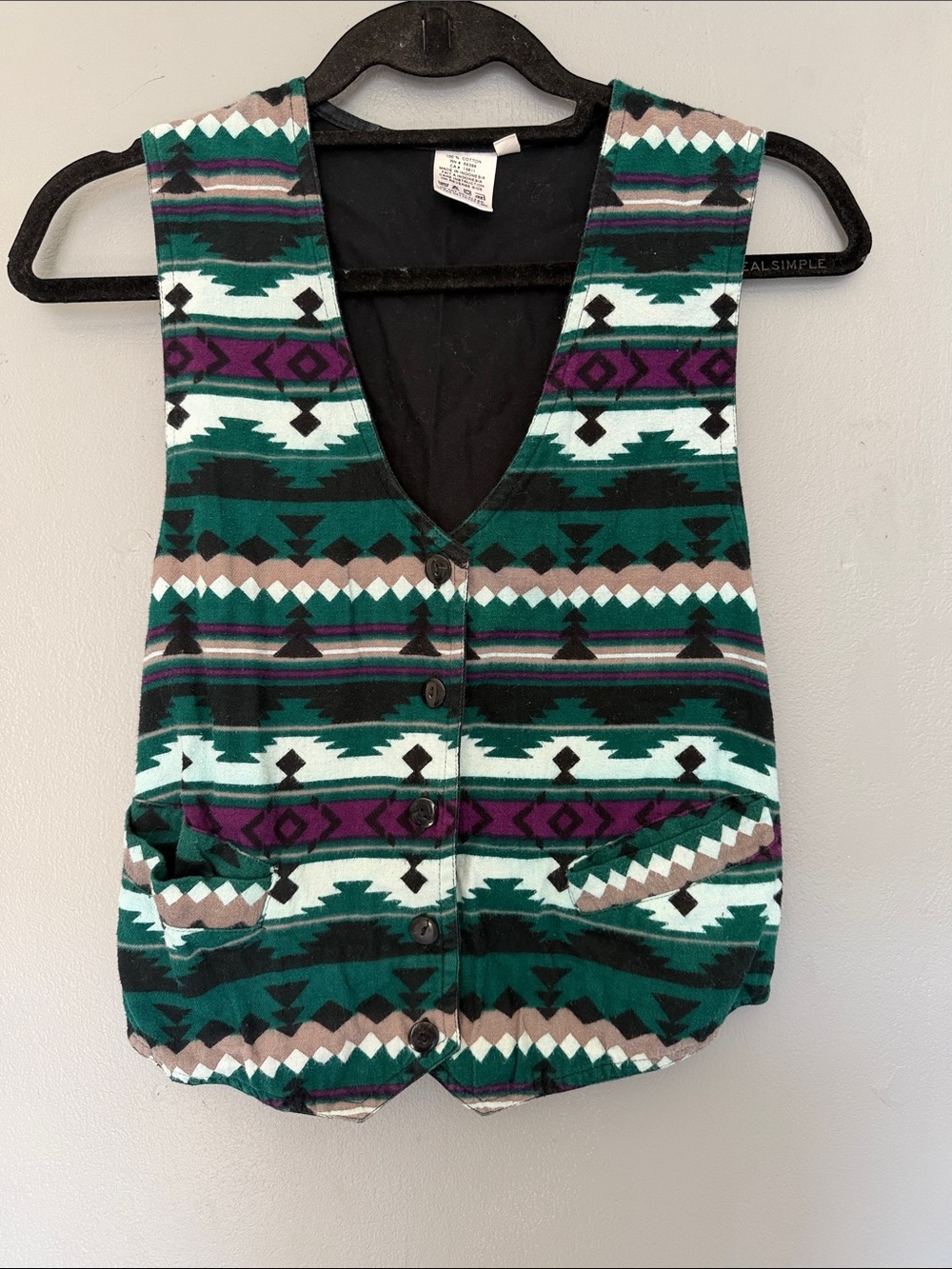 Vintage Women's 90s Southwestern Indie Cowgirl Festival Geometric Print Vest Med